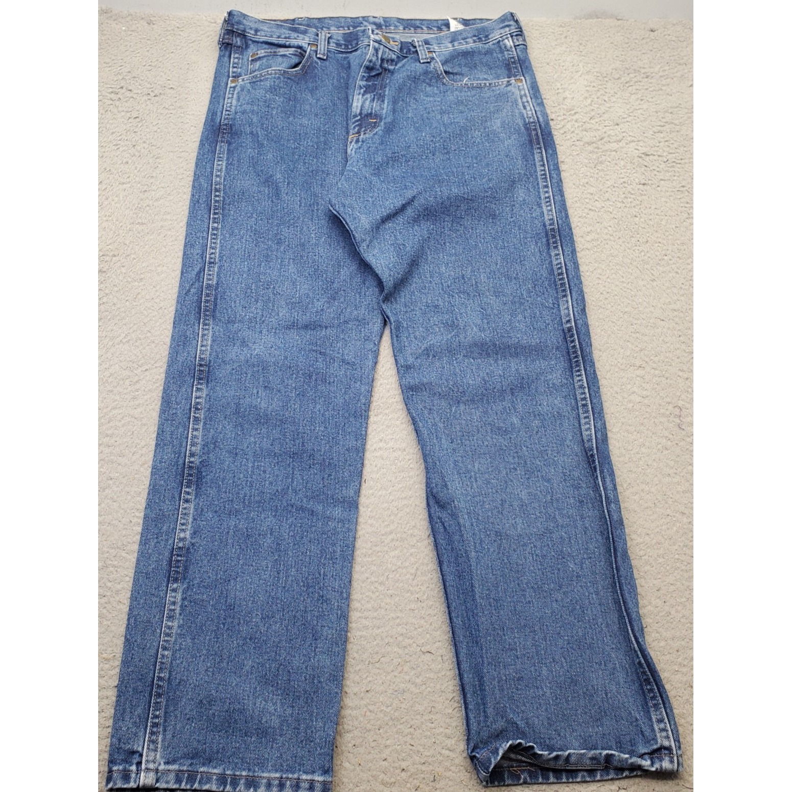 Wrangler Rugged Wear Work Jeans Mens 36x32 Blue Denim Relaxed Fit 1035001al